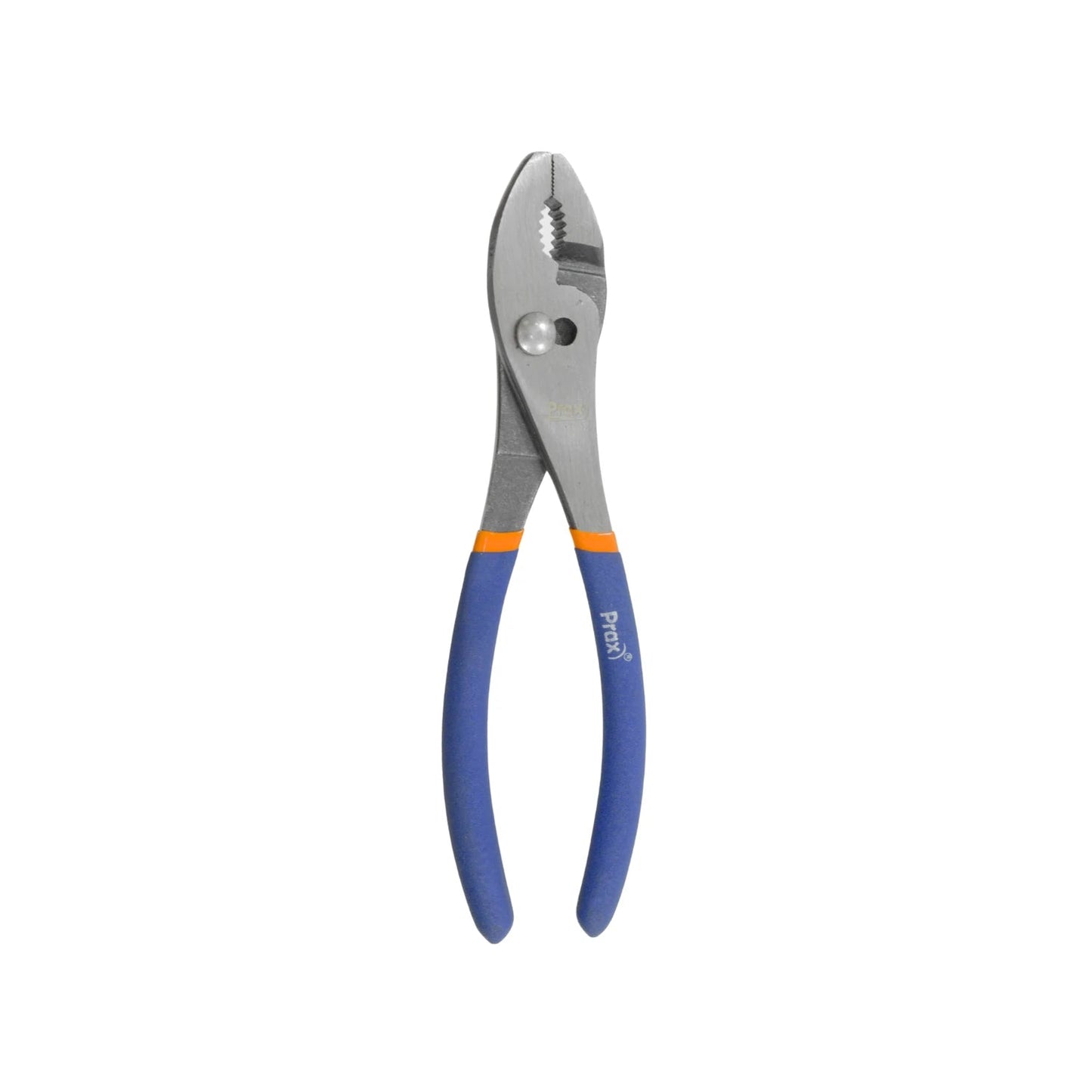 Pinza de chofer Prax con mangos antideslizantes azules y naranjas. Herramienta manual de ajuste.