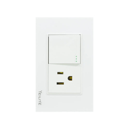 Placa de pared blanca Yeilite con interruptor de luz inteligente y tomacorriente aterrizado