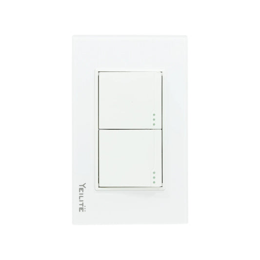 Apagador doble Yeilite blanco de escalera, con placa de cristal e indicadores LED.