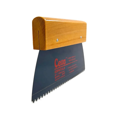 Espátula dentada Celta 8 pulgadas 200mm con mango de madera para aplicación de adhesivos y acabados profesionales