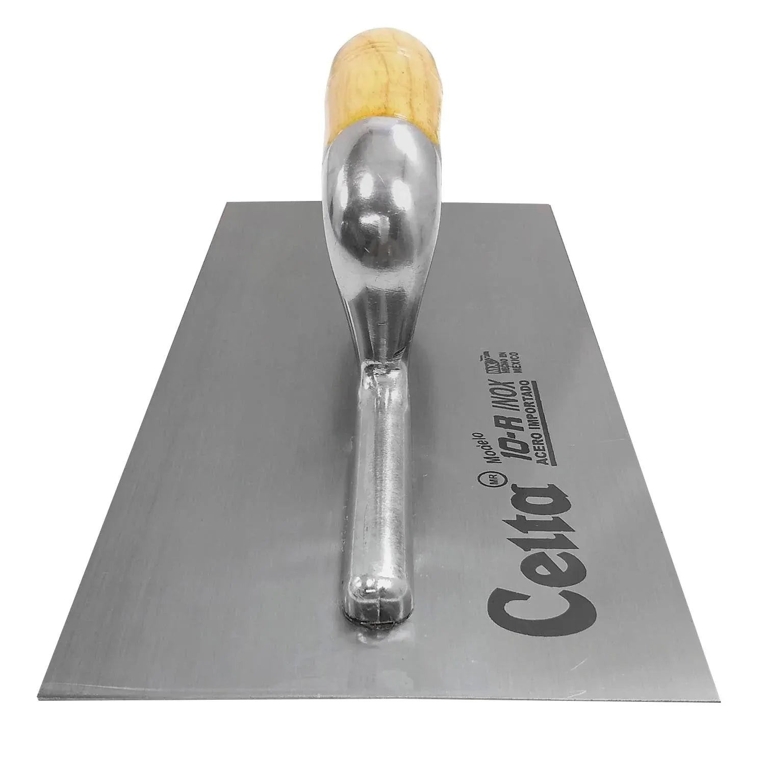 Llena de albañilería Celta 10-R INOX de acero inoxidable con mango de madera para acabados en construcción