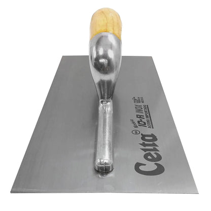 Llena de albañilería Celta 10-R INOX de acero inoxidable con mango de madera para acabados en construcción