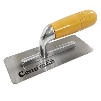 Llana de acabado Celta, hoja de acero inoxidable, mango de madera, para concreto, yeso y estuco.