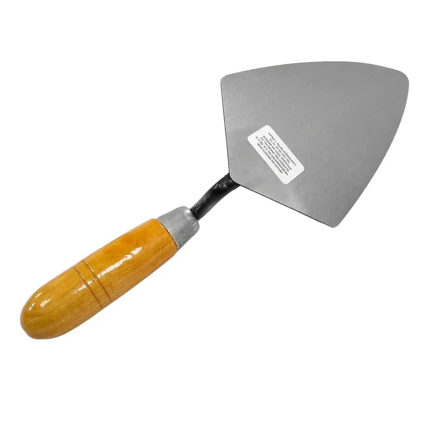 Trowel de albañil punta triangular hoja de acero pulido mango de madera para cemento y yeso