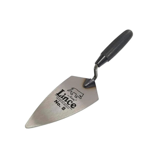 Cuchara de albañilería Lince No. 8 con hoja de acero y mango ergonómico de plástico negro