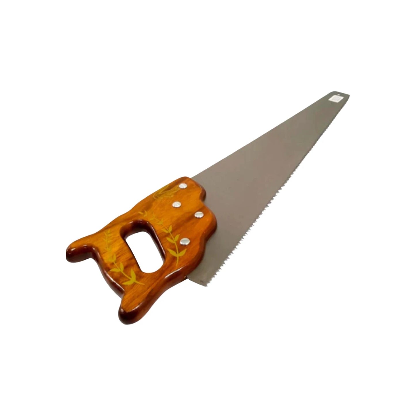 Serrote manual para madera con mango de madera ergonómico, detalles decorativos y hoja de acero afilada