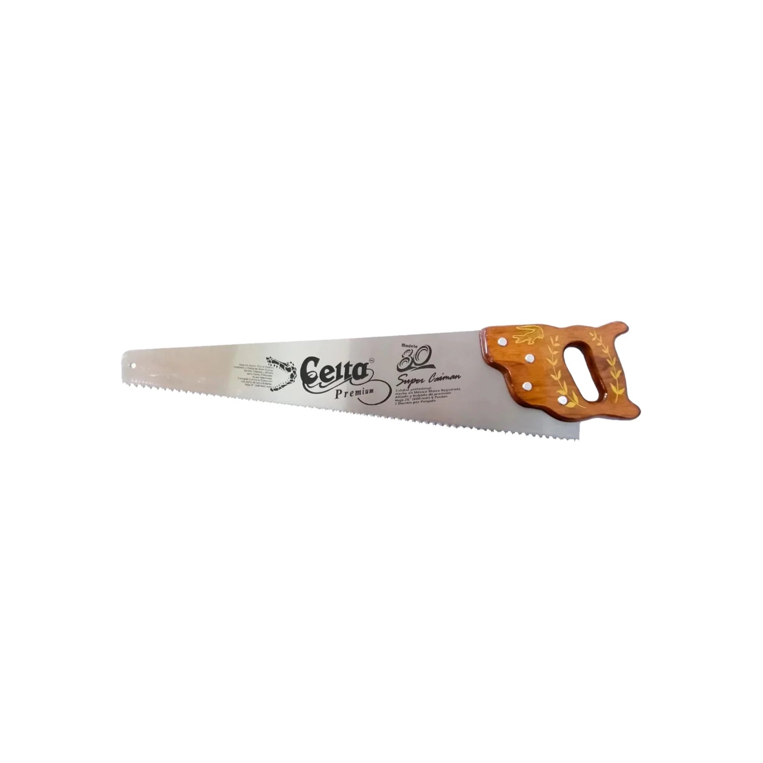 Serrote Celta Modelo 80 Super Caimán con hoja de sierra metálica y mango de madera decorado