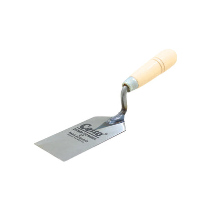 Cuchara para azulejo Celta 5 pulgadas tipo margen con mango de madera para trabajos de albañilería y construcción.