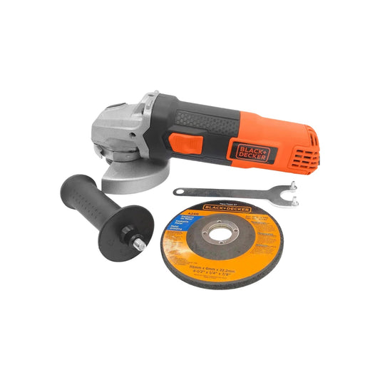 Esmeriladora Black+Decker G720 820W 4 1/2" naranja/negro, con disco para desbaste de metal y llave.