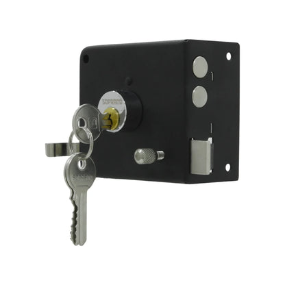 Cerradura/Chapa insta fácil dos bulones derecha negra Soprano 9290307