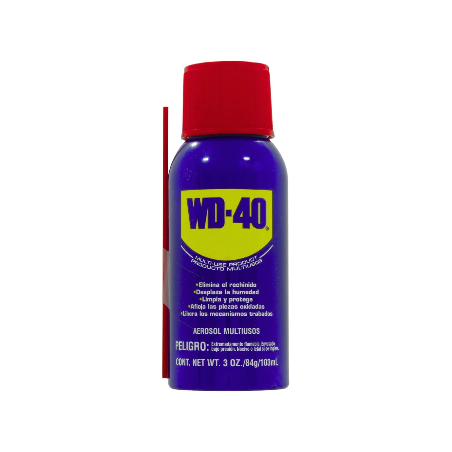 WD-40 aceite multiusos en aerosol 3 oz con popote aplicador, lata azul y roja para lubricar y proteger metales