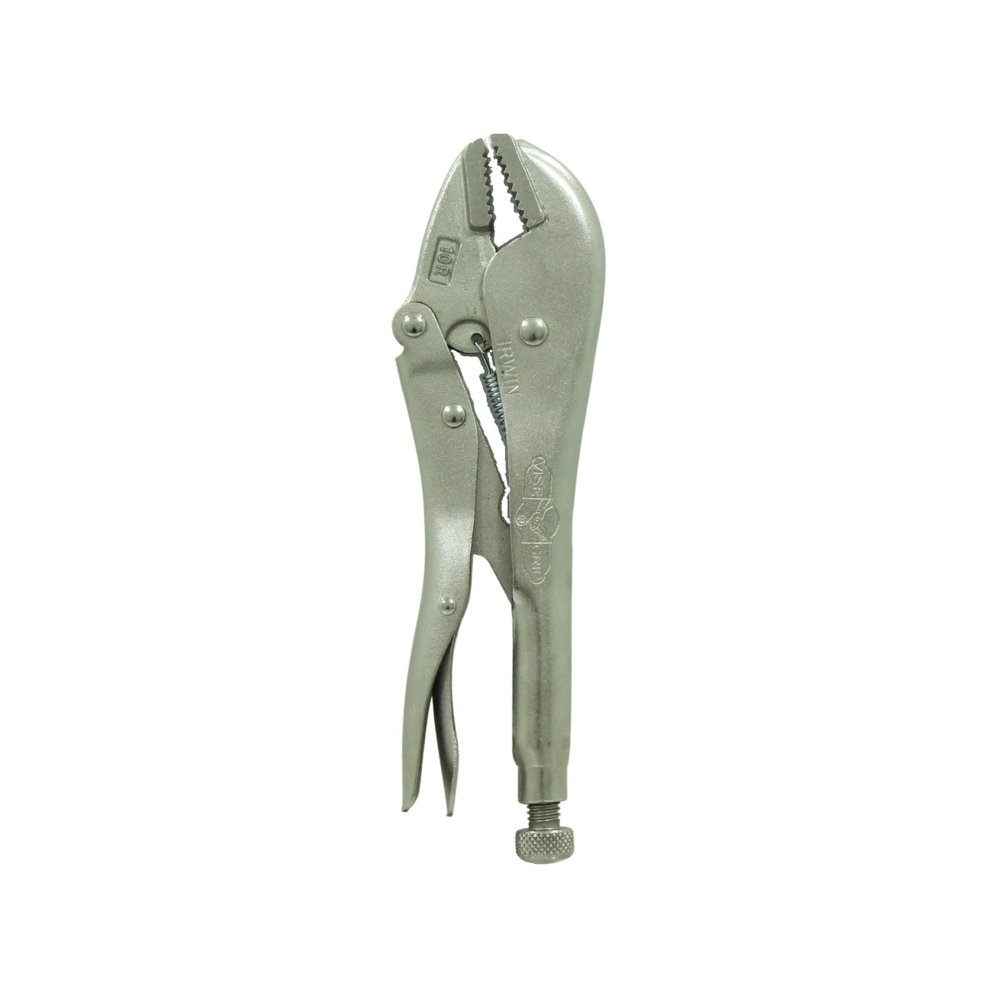 Pinza de presión Irwin Vise-Grip 10R de 10 pulgadas con mordaza recta plateada