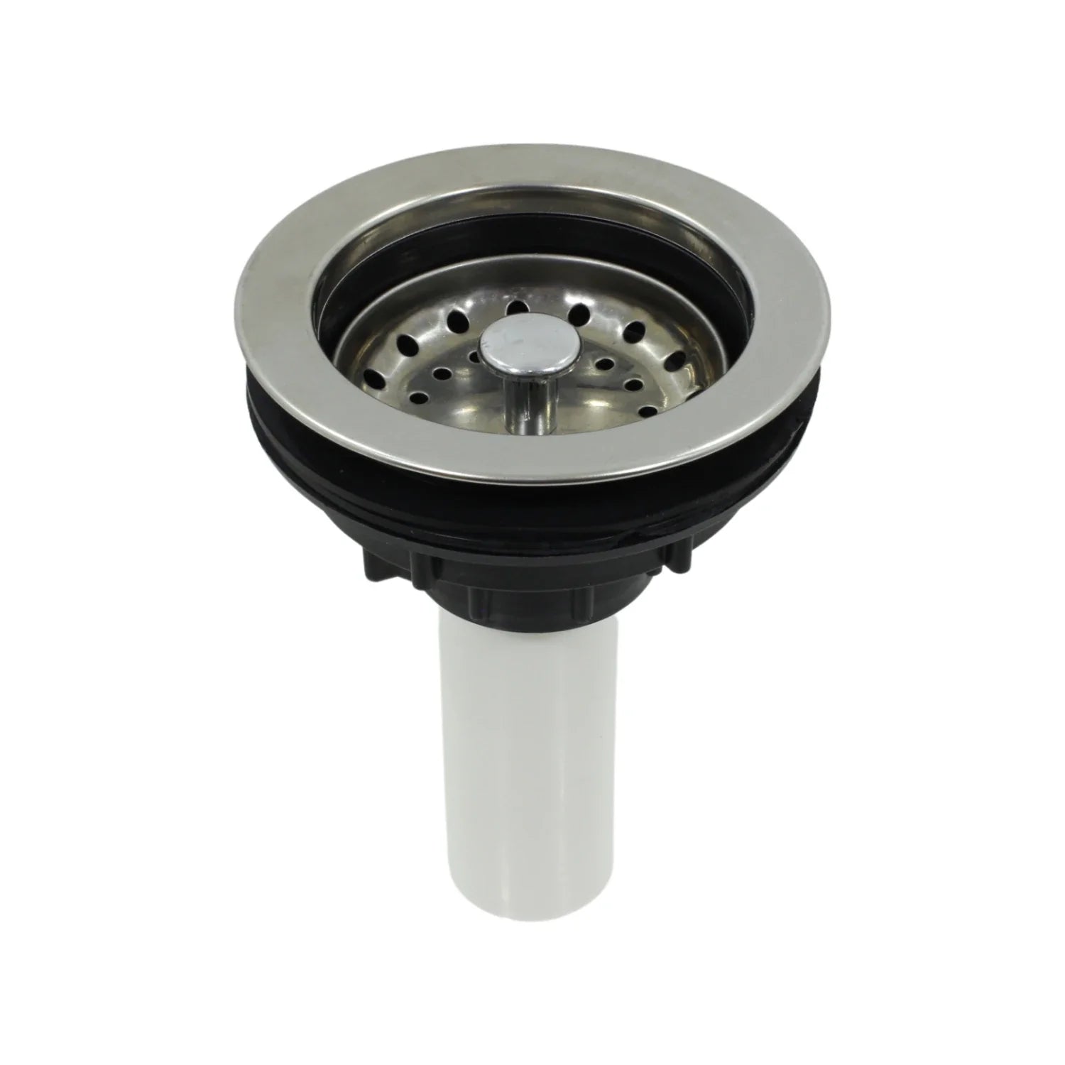 Cuerpo de PVC,Canastilla de acero inoxidable.,Incluye: canasta, tubo, empaque y tuerca.