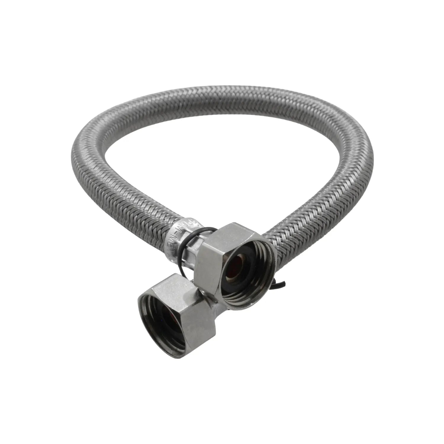 Conector flexible de acero inoxidable trenzado para agua con tuercas hexagonales metálicas para plomería