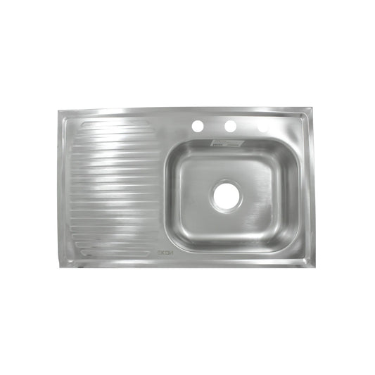 Tarja Ekon acero inoxidable con escurridor izquierdo y 3 orificios para grifería