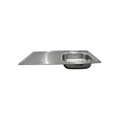 Tarja de cocina Ekon de acero inoxidable 100x50 cm con escurridor izquierdo y una tina