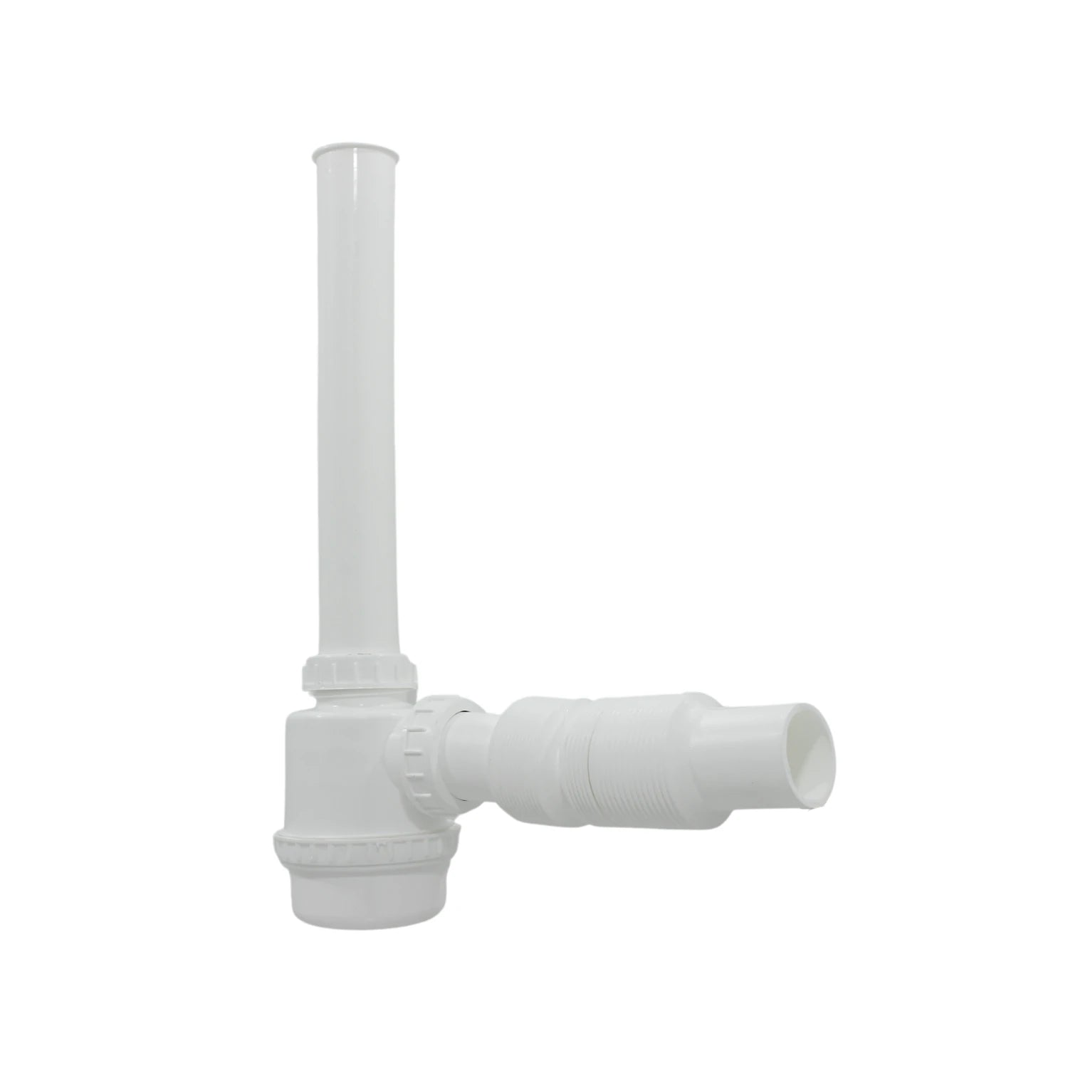Cespol trampa de botella plástico blanco para fregadero/lavabo con tubo de desagüe flexible