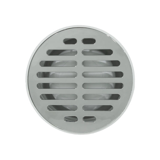 Coladera universal circular con rejilla clásica cromada para desagüe de piso