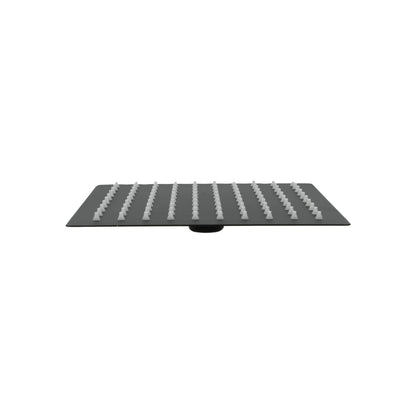 Regadera cuadrada negra de 8 pulgadas, acero inoxidable con boquillas anti-cal para ducha moderna.