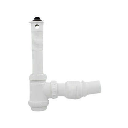 Cespol de lavabo flexible blanco con trampa integrada y conexión para rebosadero