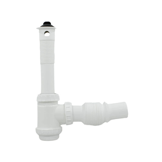 Cespol de lavabo flexible blanco con trampa integrada y conexión para rebosadero