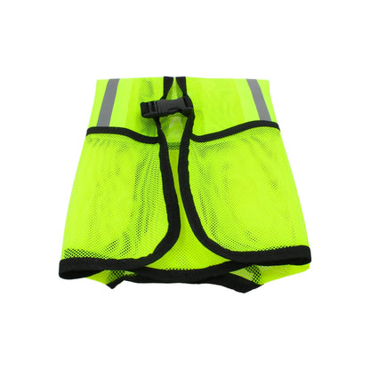 Chaleco de seguridad amarillo neón de malla con bandas reflejantes para alta visibilidad y construcción