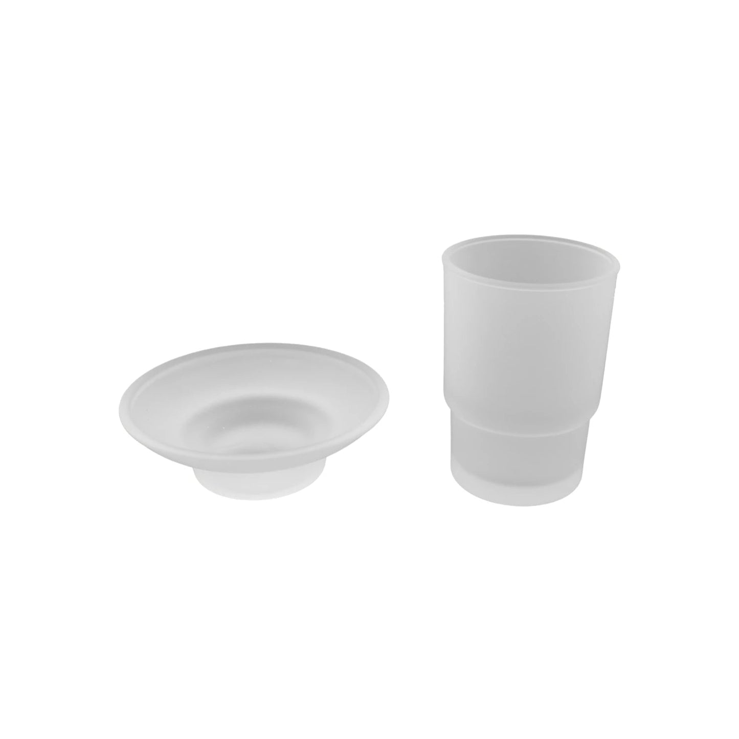 Juego de jabonera y vaso esmerilados blancos para baño, accesorios translúcidos de higiene