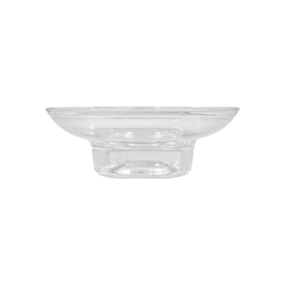 Jabonera de cristal transparente redonda con base elevada para baño, accesorio de diseño simple y elegante
