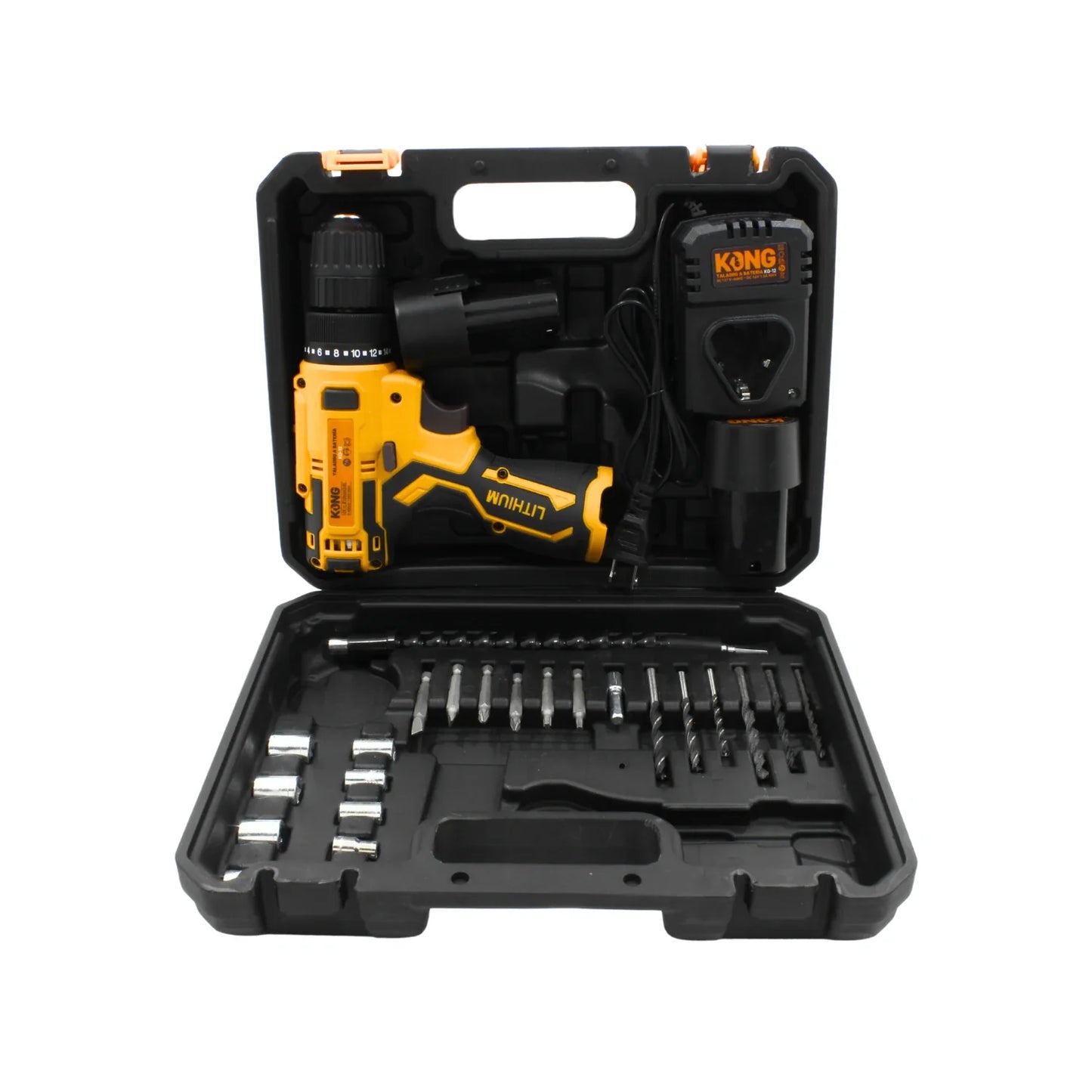 Taladro/atornillador inalámbrico 12 V 3/8 con accesorios Kong KO-12