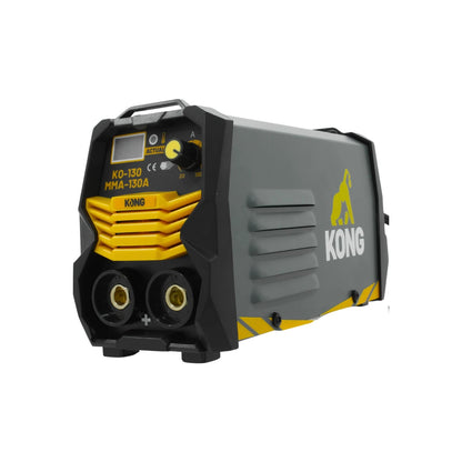 Soldadora inversora KONG KO-130 MMA 130A gris y amarillo con pantalla digital para soldadura profesional.