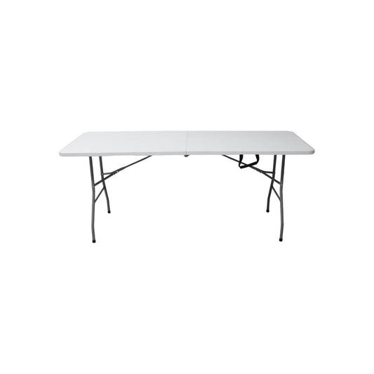 Mesa plegable blanca rectangular 180x70cm multiusos para jardín, camping y eventos