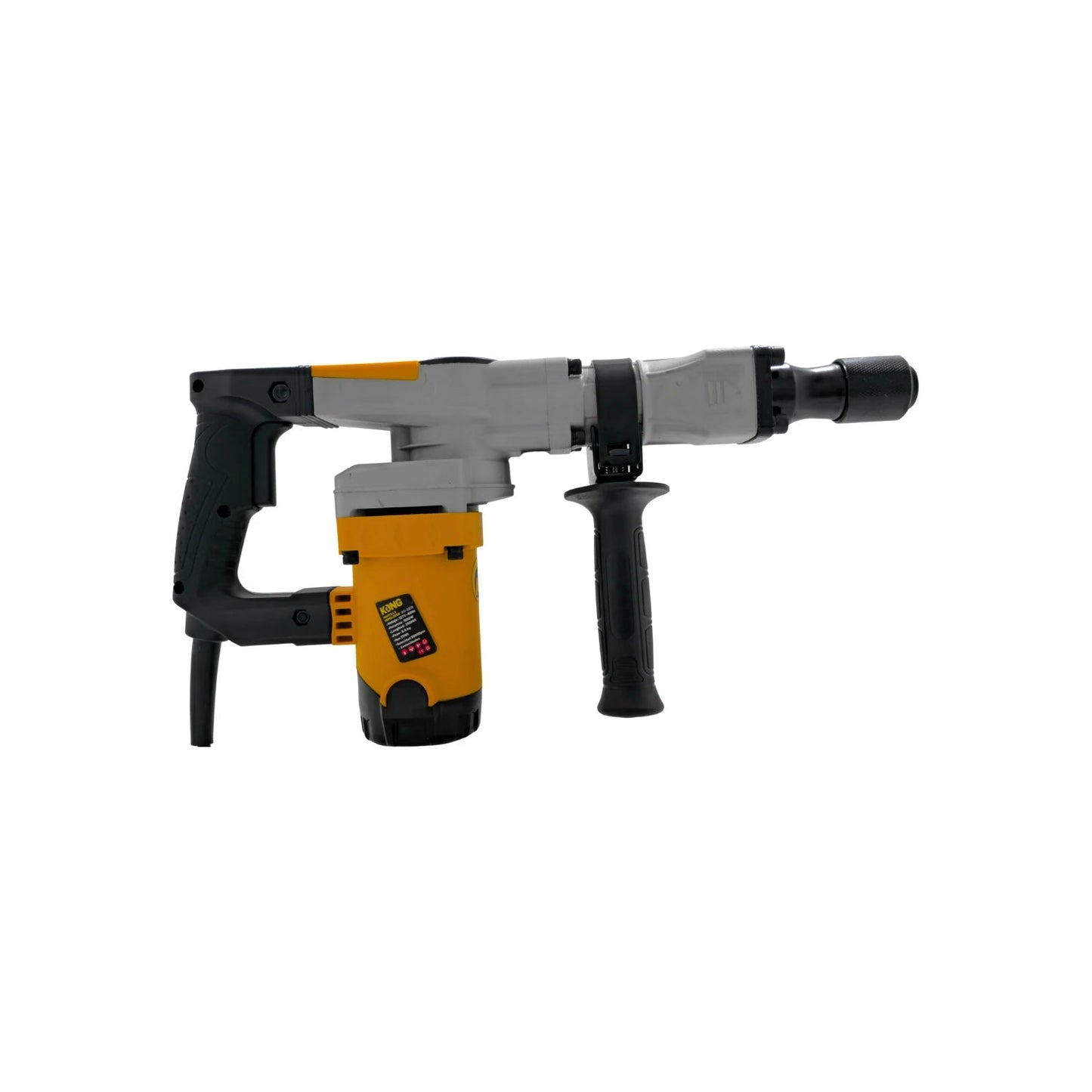 Martillo demoledor Kong 1500W, eléctrico, amarillo y gris, para construcción y obras pesadas.
