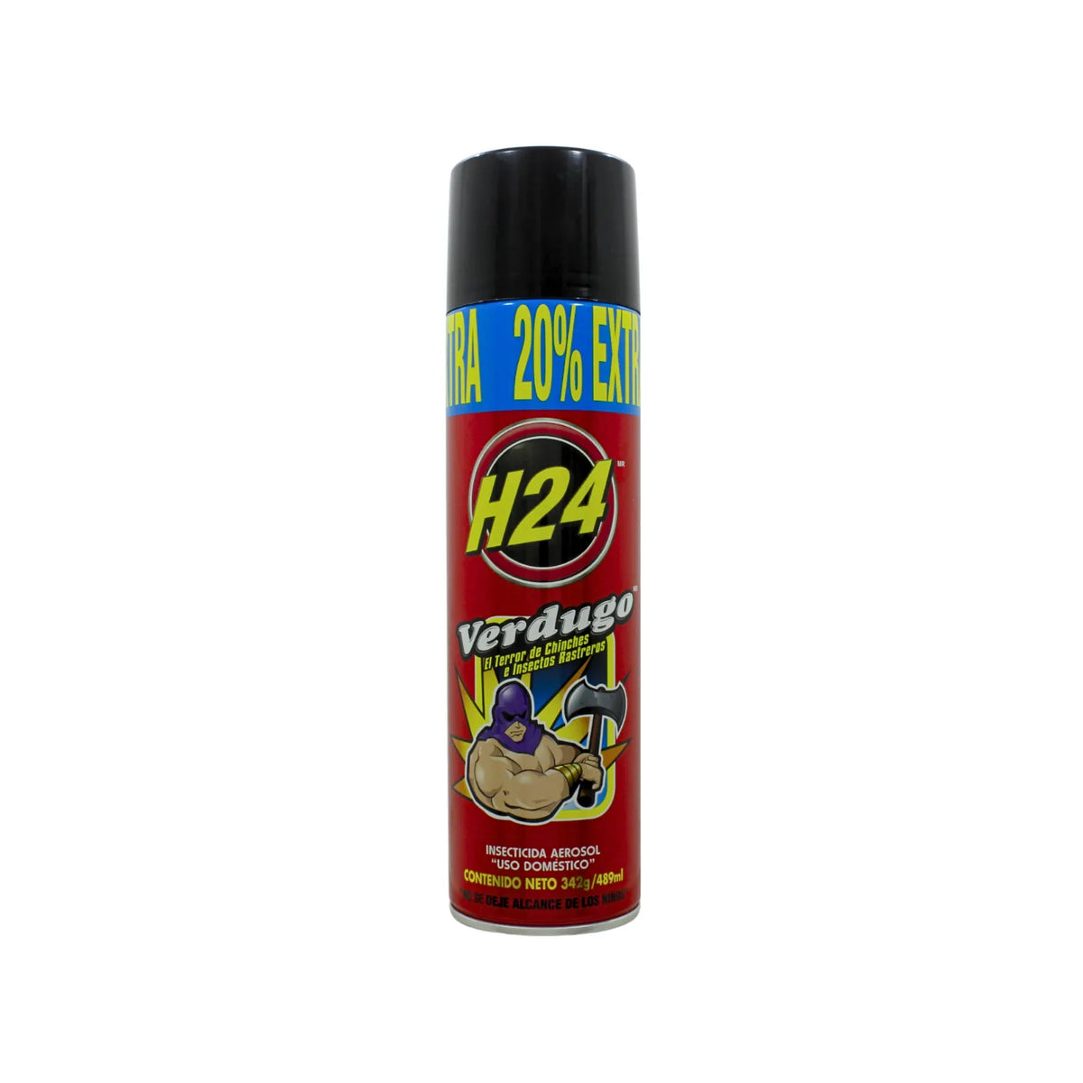 Insecticida H24 Verdugo en aerosol de 489ml para control de chinches e insectos rastreros en el hogar.