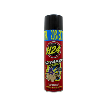 Insecticida H24 Verdugo en aerosol de 489ml para control de chinches e insectos rastreros en el hogar.