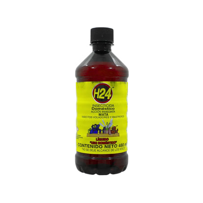 Insecticida líquido H24 doméstico 480ml acción inmediata contra insectos voladores y rastreros