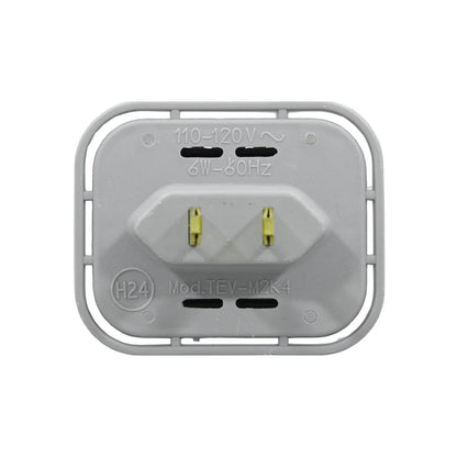 Adaptador de corriente gris 110-120V 6W 60Hz modelo TEV-M2K4 con clavija plana para instalaciones eléctricas.