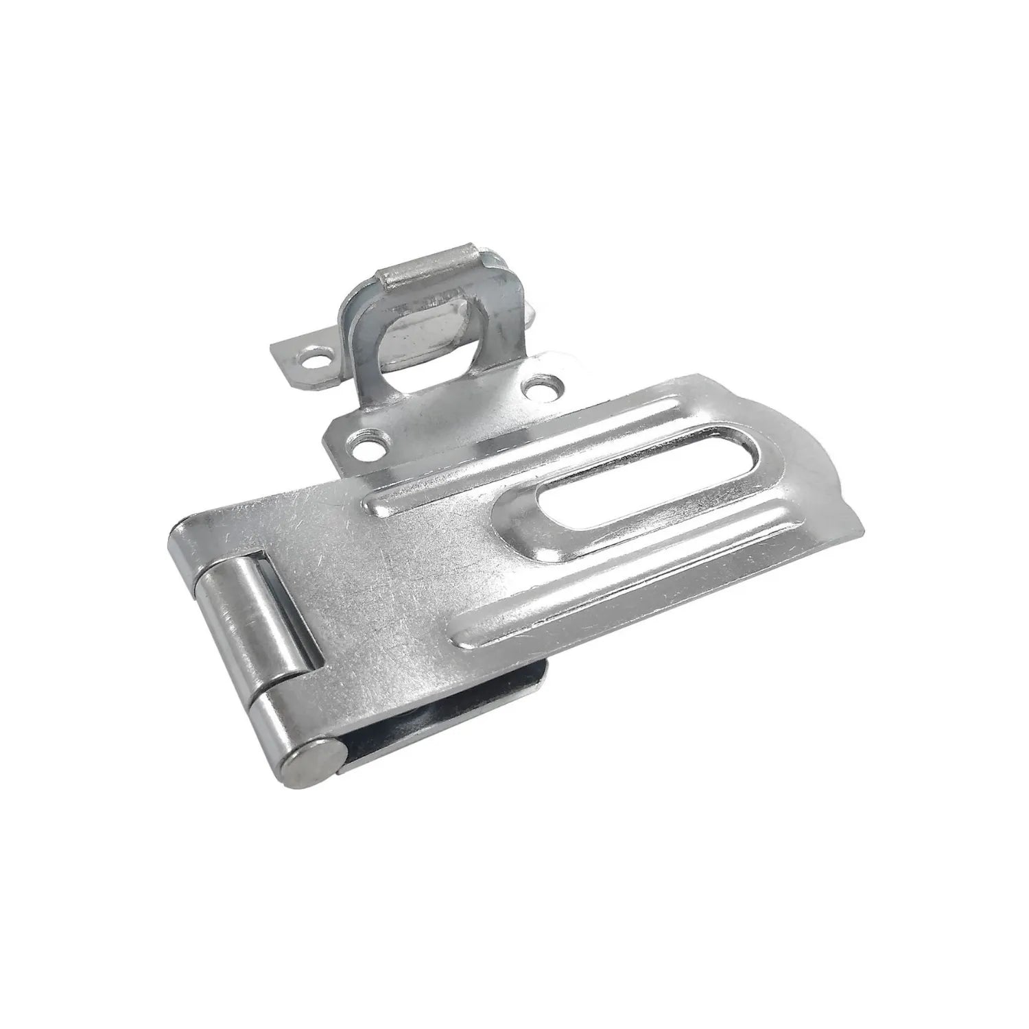 Porta candado de acero galvanizado plateado con bisagra, 76 mm, para asegurar puertas y gabinetes.