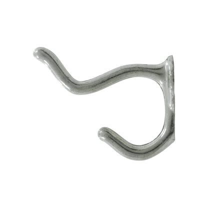 Gancho metálico cromado para perchero, ideal para colgar ropa, toallas o utensilios en pared.