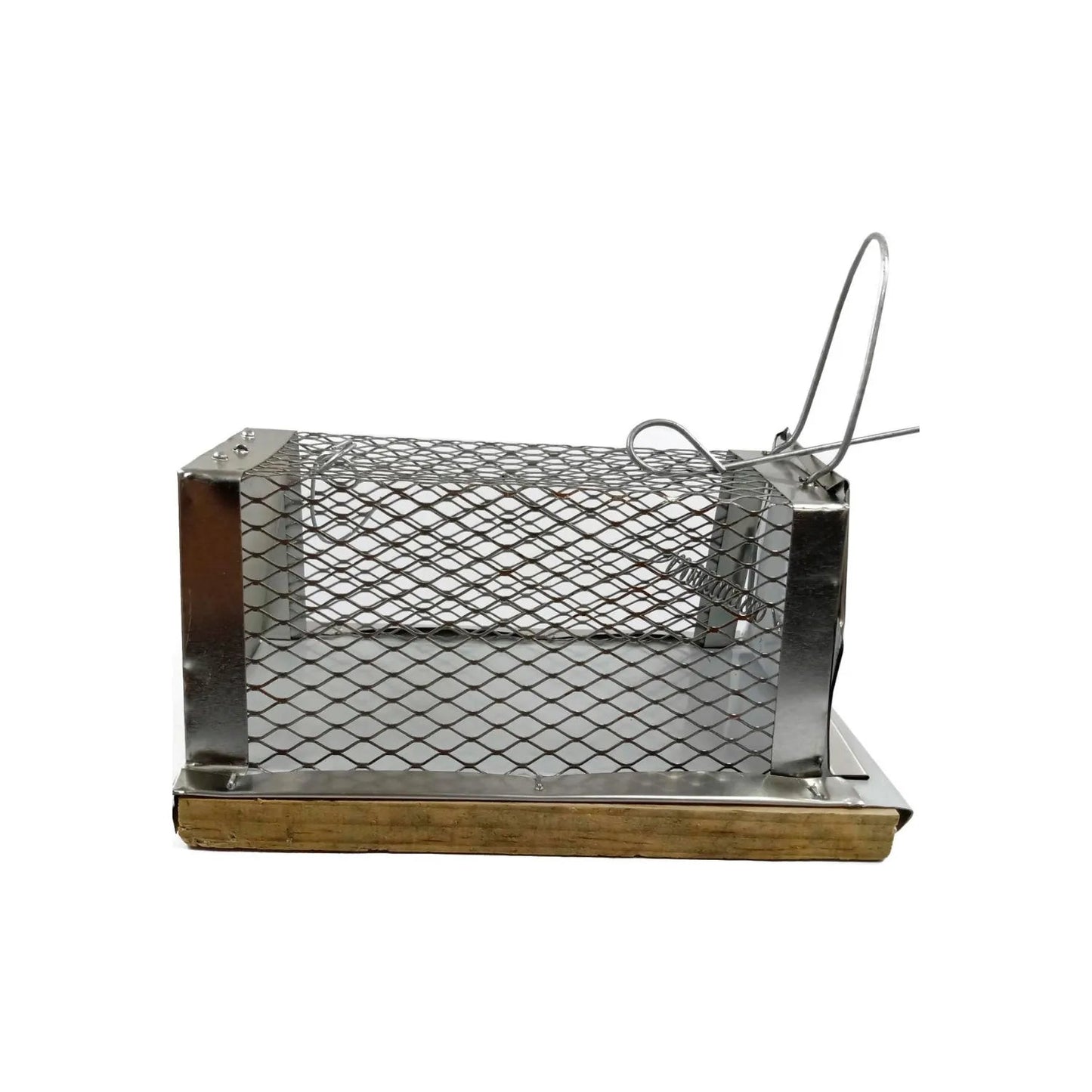Ratonera de jaula metálica, trampa para ratas y ratones con base de madera, captura viva, económica.