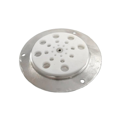 Rejilla para coladera de aluminio, centro blanco con diseño de orificios tipo flor para drenaje