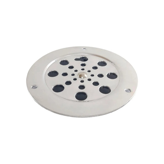 Fabricado de  aluminio y plástico ABS,Tipo hoyos.,Ideal para uso en baños patios regaderas exteriores e interiores.,Medida 12 cm,Incluye 3 tornillos.,Tapa para olores. 