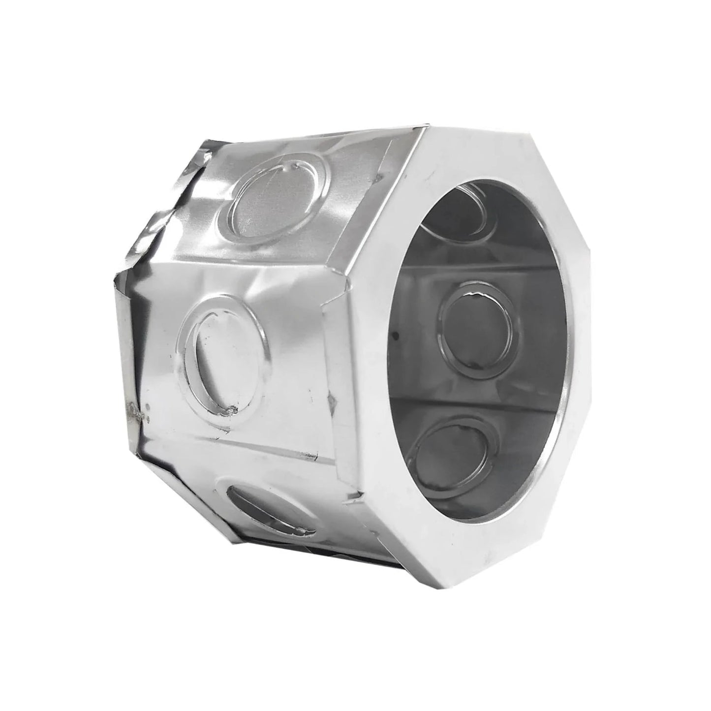 Bote octagonal metálico galvanizado, caja de registro eléctrica para tubería y cables.