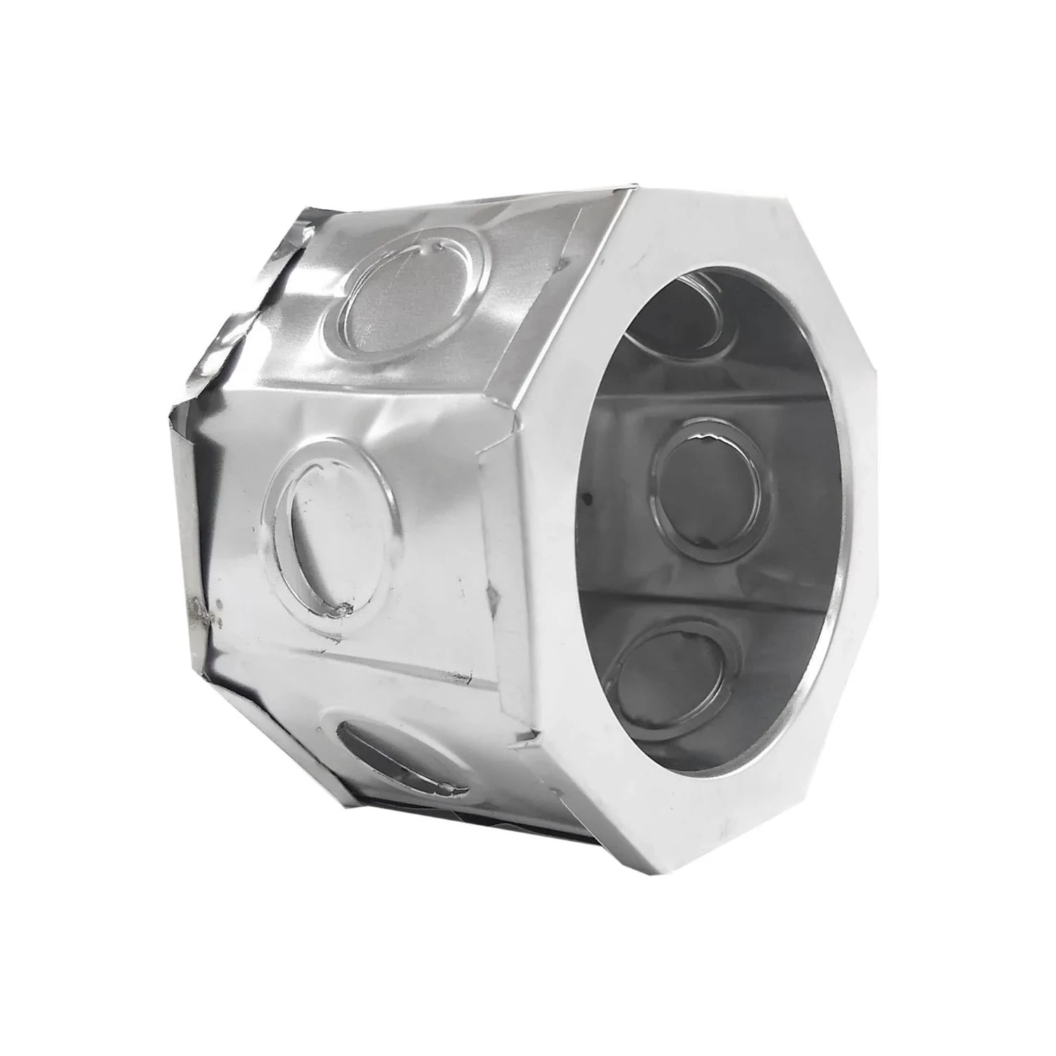 Bote octagonal metálico galvanizado, caja de registro eléctrica para tubería y cables.