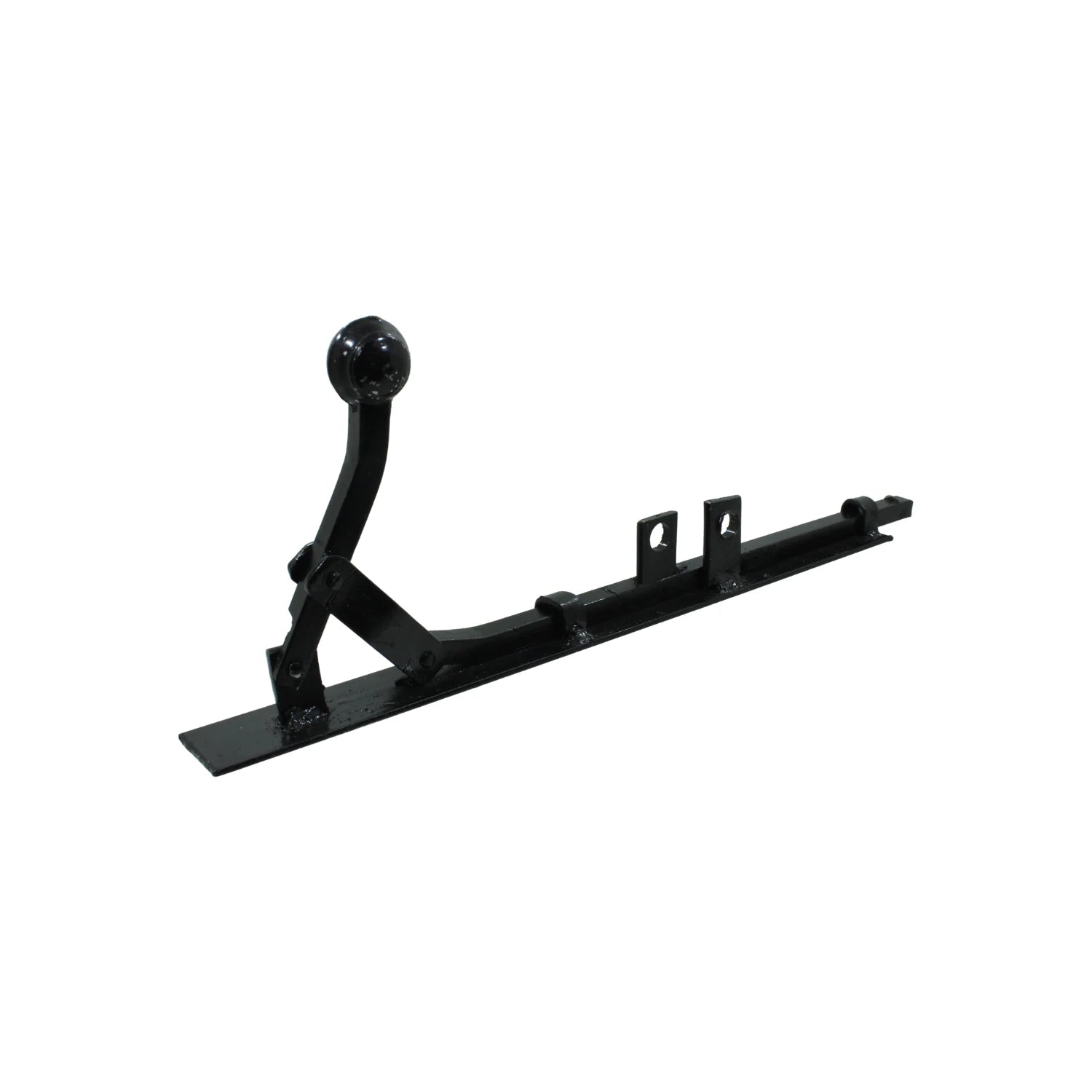 Pasador de piso negro, cerrojo colonial de palanca. Herraje de seguridad para puertas y portones.