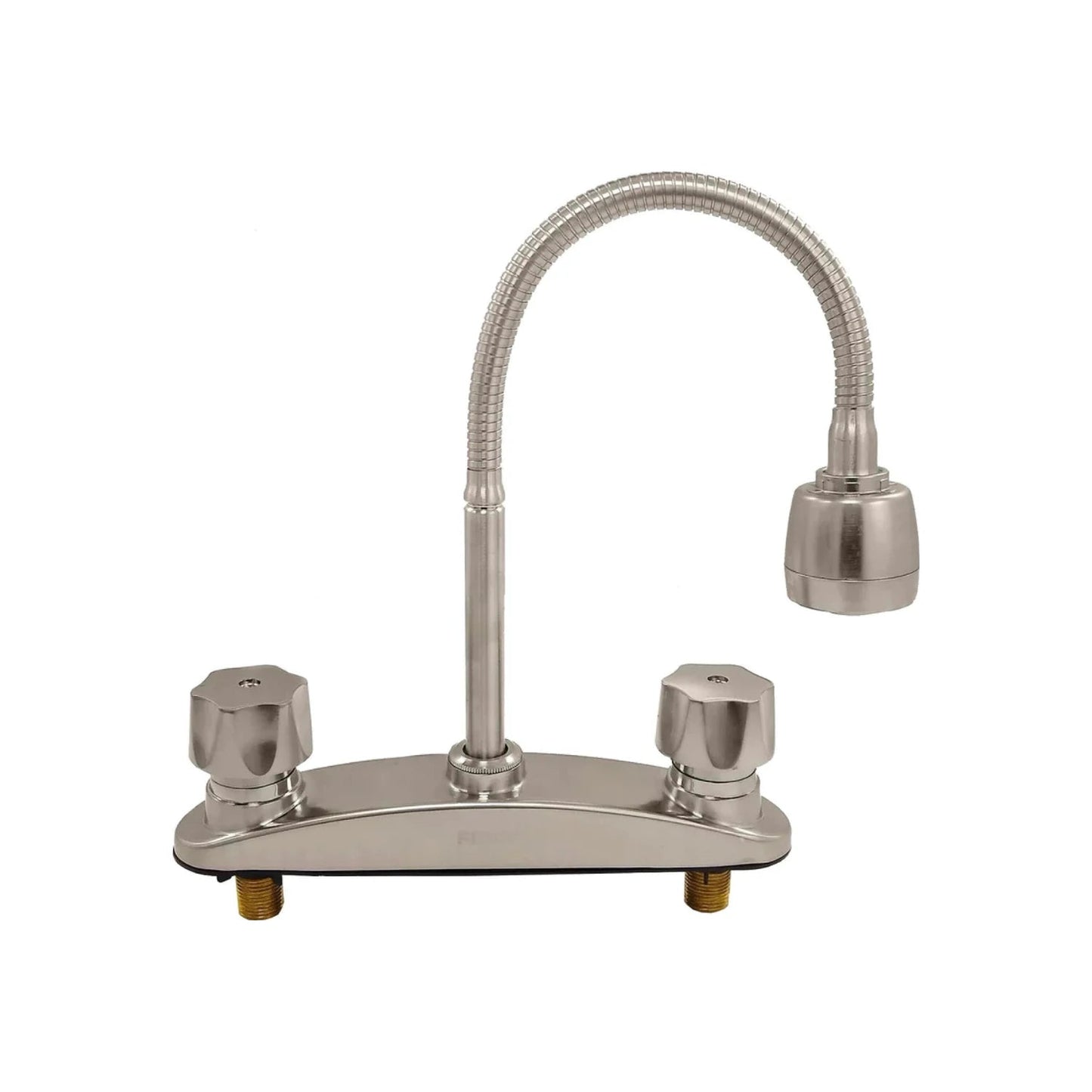 Mezcladora para fregadero 8" cuello de ganso flexible doble maneral níquel cepillado
