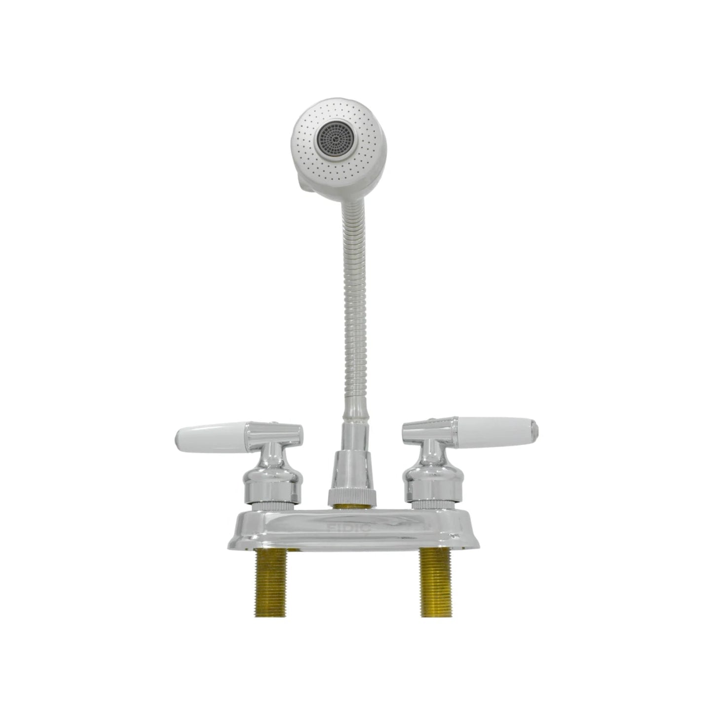 Mezcladora lavabo Fidic doble maneral blanco, acabado cromo con rociador extensible flexible