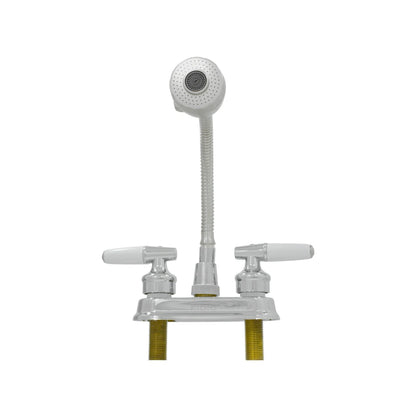 Mezcladora lavabo Fidic doble maneral blanco, acabado cromo con rociador extensible flexible