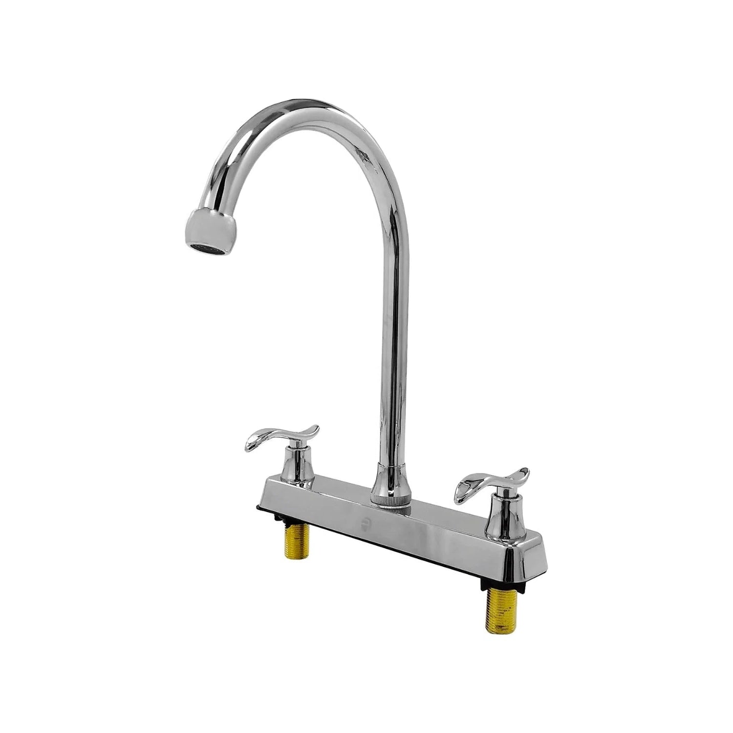 Mezcladora de fregadero 8'' cromada, doble manija tipo palanca, cuello de ganso