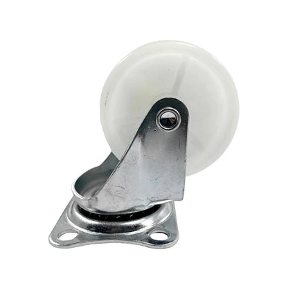 Rodaja giratoria blanca 2.5 pulgadas con base metálica para muebles, carros y equipos