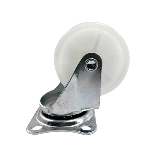 Rodaja giratoria blanca 2.5 pulgadas con base metálica para muebles, carros y equipos